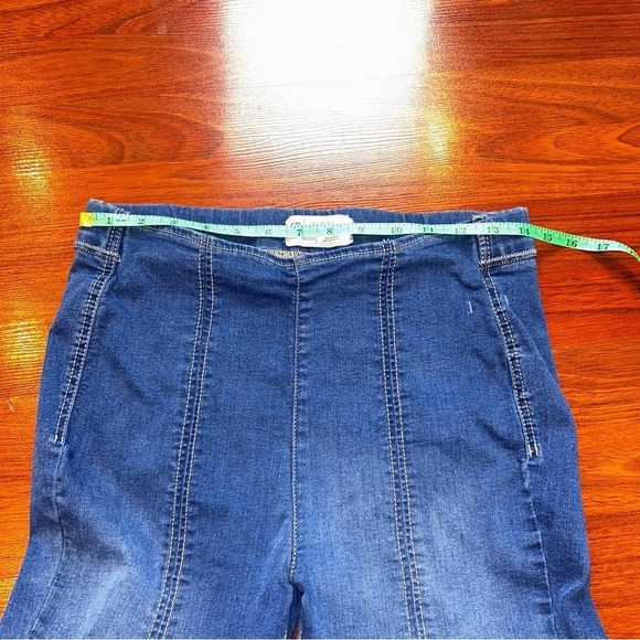 Free People High Rise Skinny Pull On Seamed Jeans Medium Wash Raw Hem W28 - Picture 6 of 7